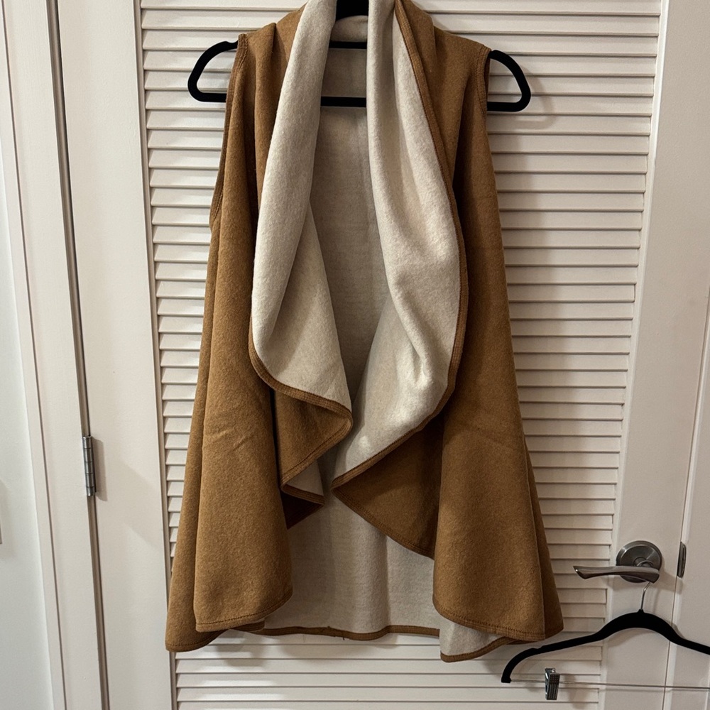 Anthropologie Reversible Tan and Cream Women's Sweater Vest